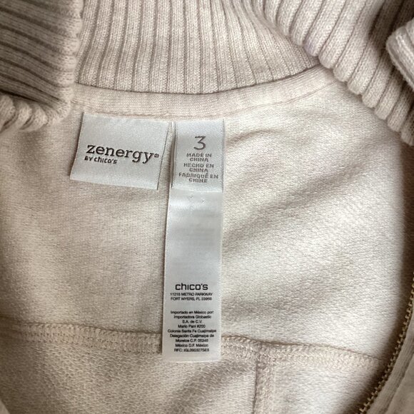 Chico’s ZENERGY Tinah Poncho Cardigan Jacket Sz 3 (XL/16) Oatmeal Beige #24N - Picture 10 of 12